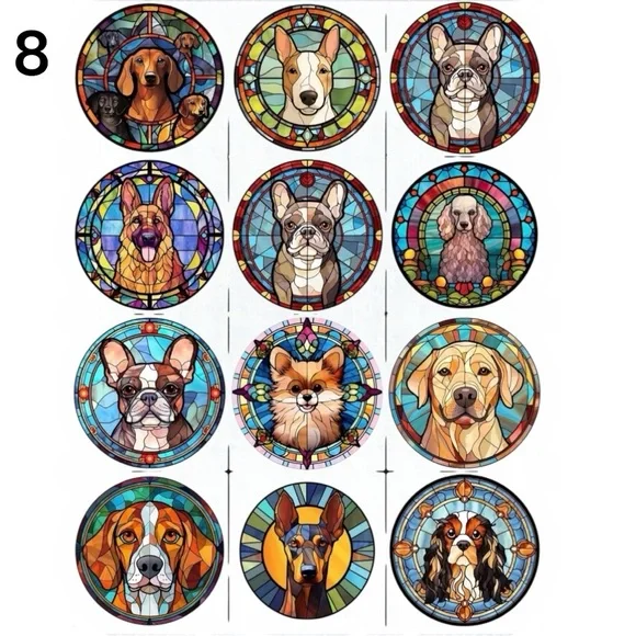 Dog keychains. Personalized stain glass look made of 2” wood made to order - Picture 12 of 15